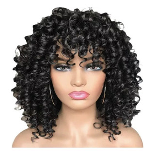 Cabelo Curto E Cacheado Com Franja, Cabelo Não Humano Cabelo Curto E Cacheado Com Franja, Cabelo Não Humano