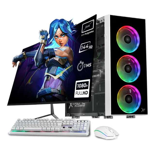 Xtreme Pc Gaming Geforce Rtx 3050 Amd Ryzen 5 5500 16gb Ssd 1tb Monitor 23.8 144hz Wifi Dragonfly White