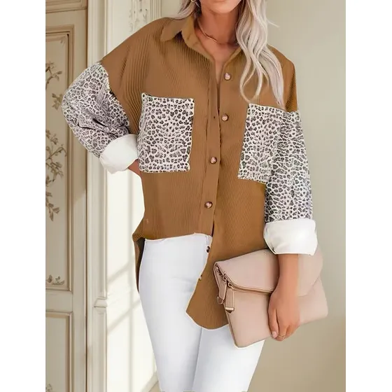 Sobre Camisa Pana Combinado Con Animal Print Varios Colores