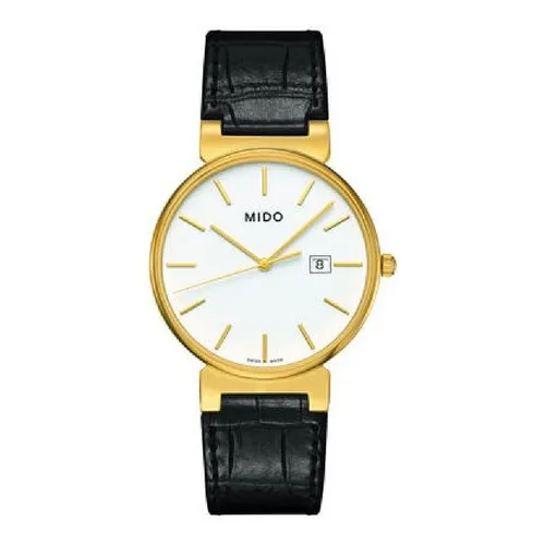 Reloj Mido Dorada Quartz - M009.610.36.011.00 Color de correa negro Color del bisel dorado Color de fondo blanco