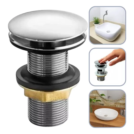 Válvula Click 1.1/4 Luxo Inteligente Inox Para Cuba Banheiro Oculto 4cm Premium