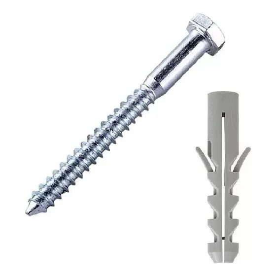 100 Bucha S10 Concreto Fischer + Parafuso Sextavado 1/4 X 90
