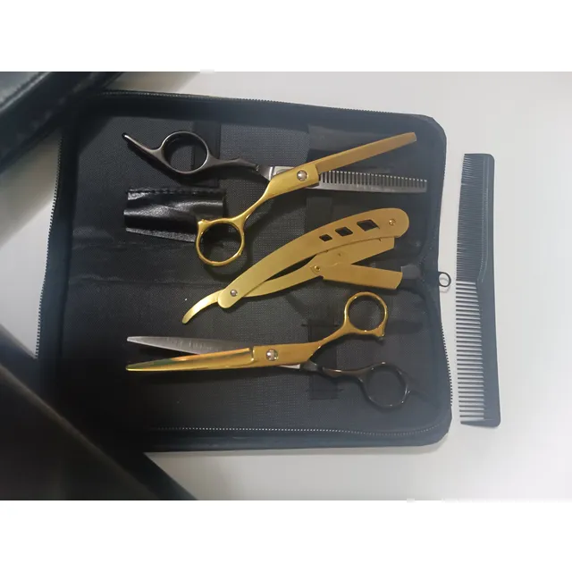 Set De Barbería Profesional: Tijeras, Pinzas, Peine, Estuche