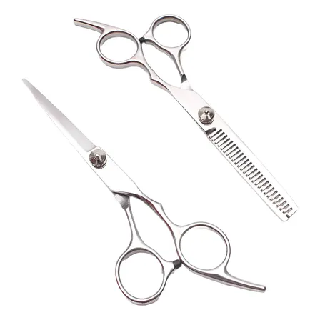 2 Tesoura Cortar Cabelo Cabeleireiro Profissional Barbeiro Prateado