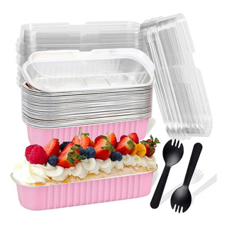 Molde Descartable De Aluminio Para Pan C/tapa/cuchara 50 Pzs Molde Descartable De Aluminio Para Pan C/tapa/cuchara 50 Pzs
