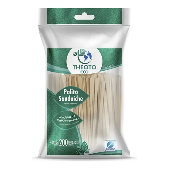 Palito Para Sanduiche Petiscos Em Madeira C/ 200 Unidades theoto