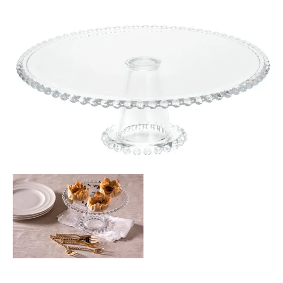 Boleira De Cristal Com Pé Bolinha Porta Bolo De Vidro
