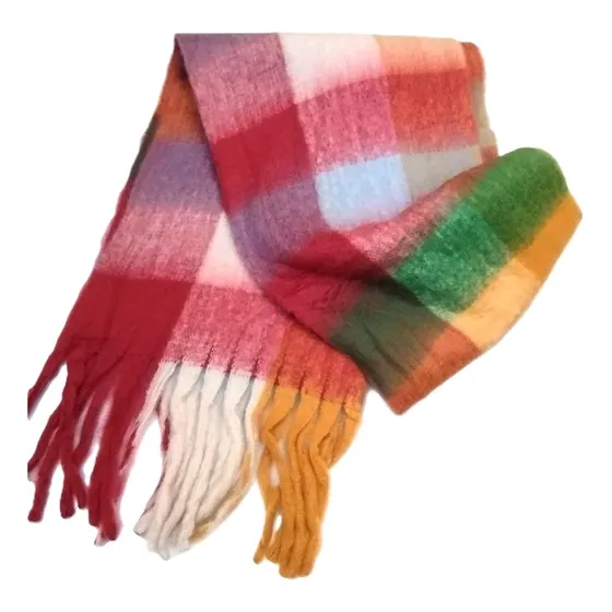 Pashmina Bufandon De Mujer Lana Nube 240 X 40 Cm Con Flecos
