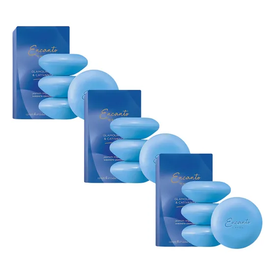Kit 3 Sabonetes Encanto Glamurosa E Cativante 4x80g - Avon