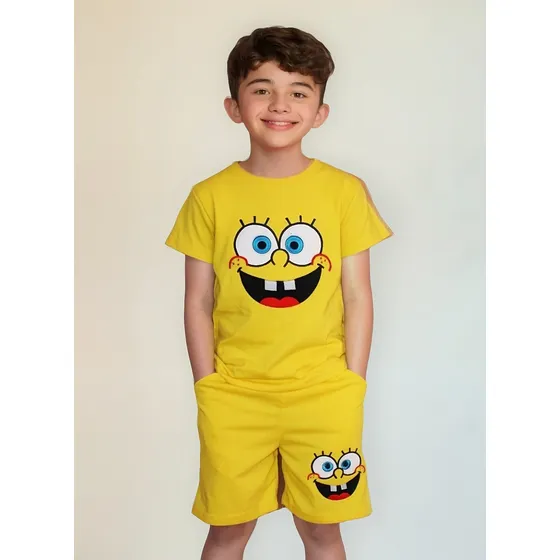 Playera Y Short De Bob Esponja, Conjunto Infantil Niños Niña