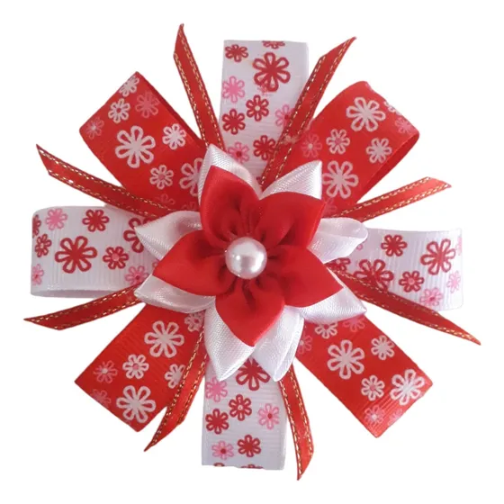 Lazos Set 2 Niñas Escolares Ganchos Pinzas Colas Rojo Blanco
