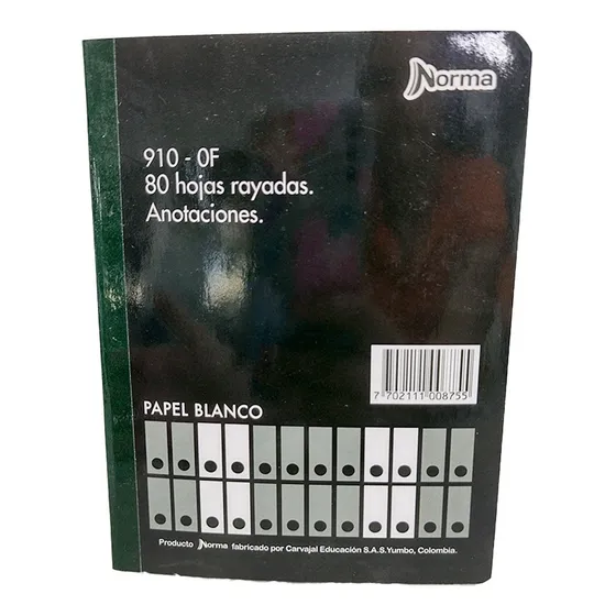 Libreta De Anotaciones X 80 Hojas Rayado Ref 910 - 0f Norma