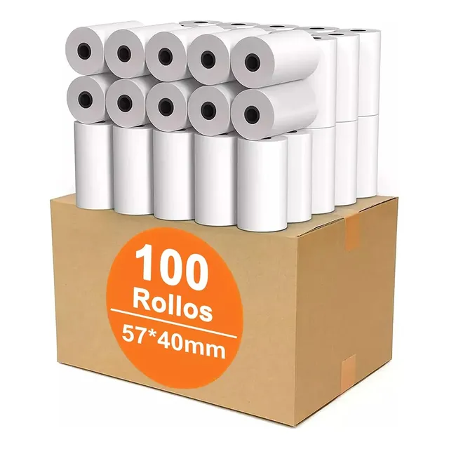 100 Rollos Papel Termico Miniprinter 57x40 (impresora 58mm)