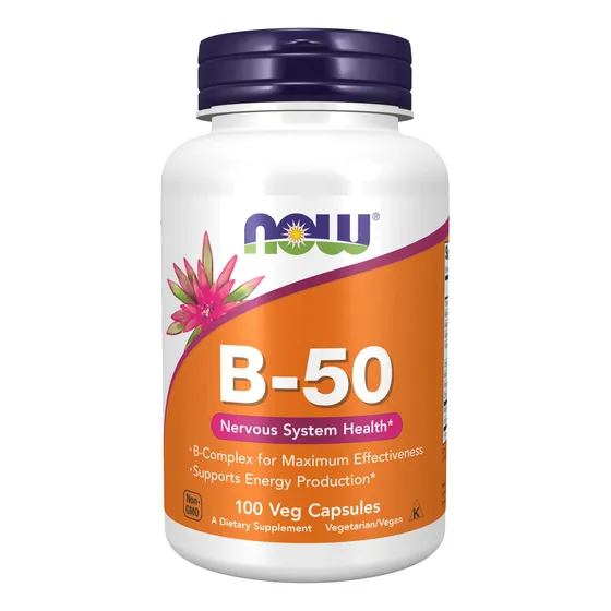 Suplementos Now Foods De Vitamina B, 50 Mg, 100 Cápsulas Veg