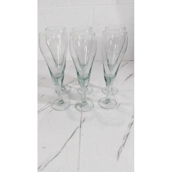 6 Copas Tipo Flauta Cristal 