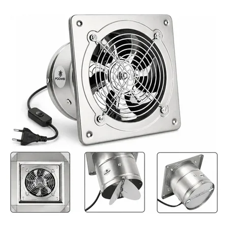Exaustor Axial Industrial 25cm Parede Para Cozinha Banheiro 220v Prateado