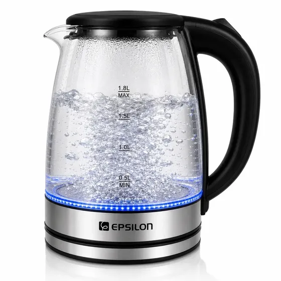 Chaleira eletrica vidro Epsilon Eps-2906 esquentar agua leite 1,8L jarra