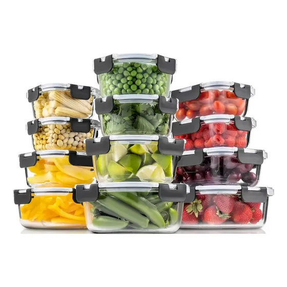 Set De Tuppers Tápers Herméticos MTL X12 Vidrio Reforzado Contenedor Con Tapa Plástica Clip Apto Microondas Freezer Horno Lavavajillas Kit Contenedores Conservadores Alimentos Cocina Cereales Verduras