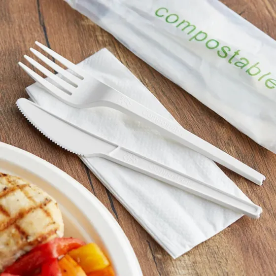 Kit Tenedor Cuchillo Servilleta Cubierto Desechable Pack X50