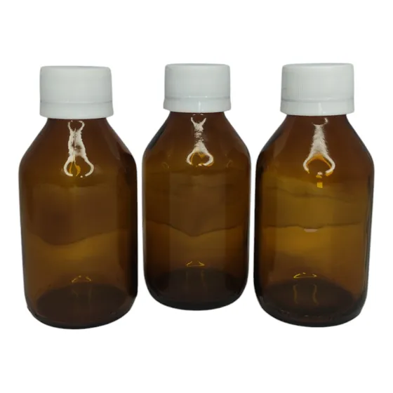 Envase De Vidrio 120ml Color Ámbar Con Tapa Rosca 28mm