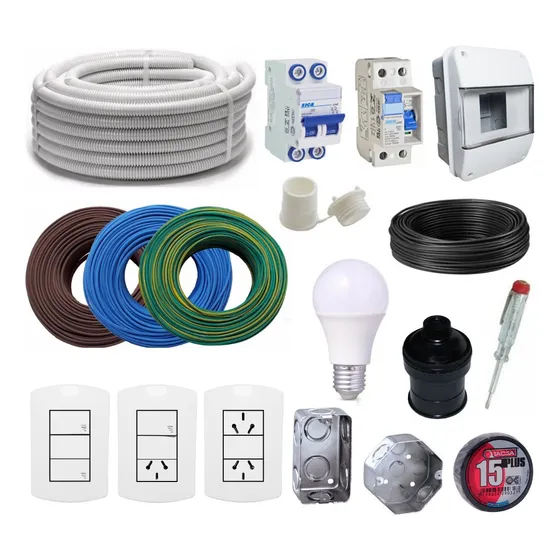 Kit Instalación Domiciliaria Materiales Eléctricos Cables