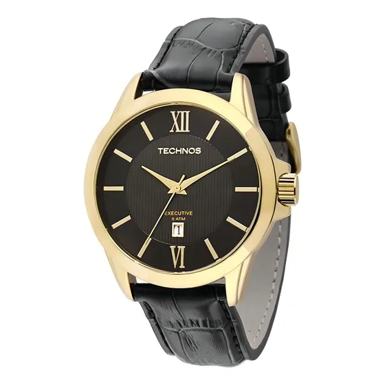 Relógio Technos Masculino Executive 2115knh/0p Dourado Couro