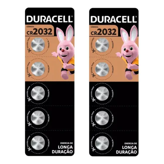 Kit Com 2 Baterias Cr2032 Duracell Com 5 Unidades