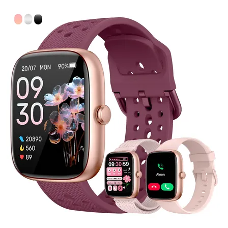 Reloj Inteligente Dama Y Mujer Smartwatch Llamadas Bluetooth Ip68 Impermeable Notificaciones De Mensajes Monitoreo De Salud Y Salud Femenina 3 Correas