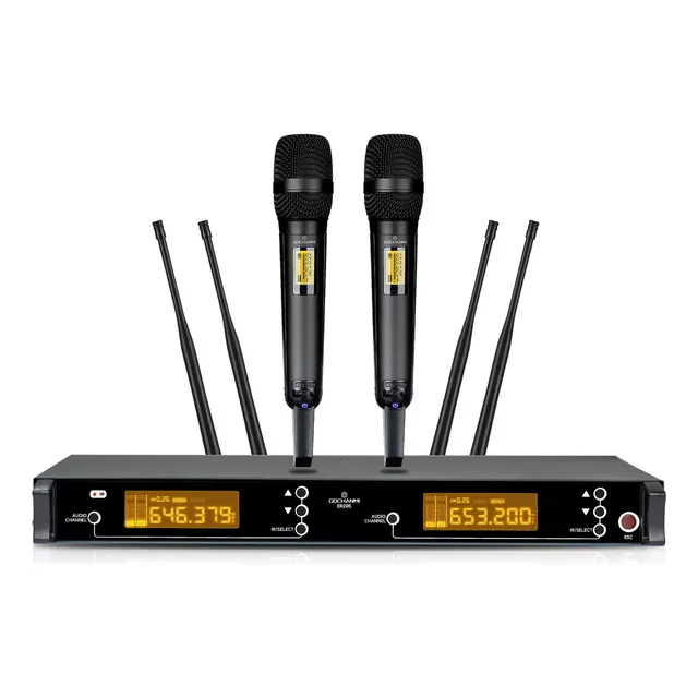 Microfonos Gc Er205s Inalambricos Karaoke Sistema Uhf 200m