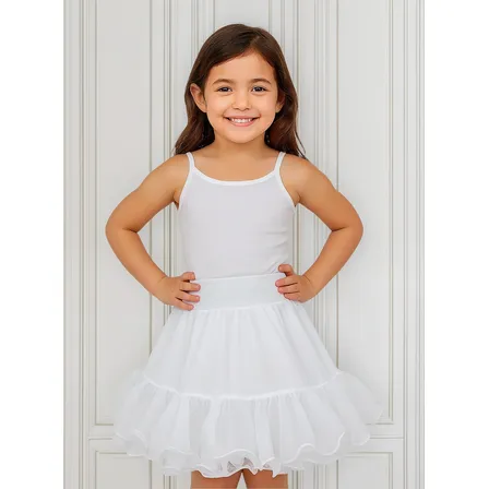 Falso Falda Baile Cueca Fechas Patrias 3 Capas Blanco Niñas