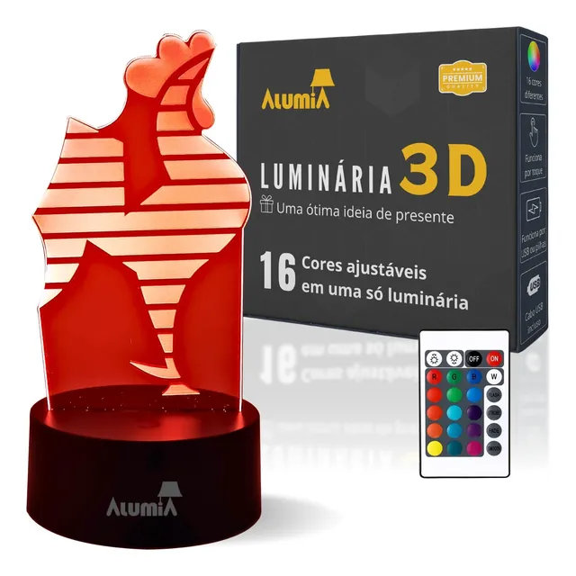 Abajur Led 3d Luminária Decoração Para Presente Atleticano