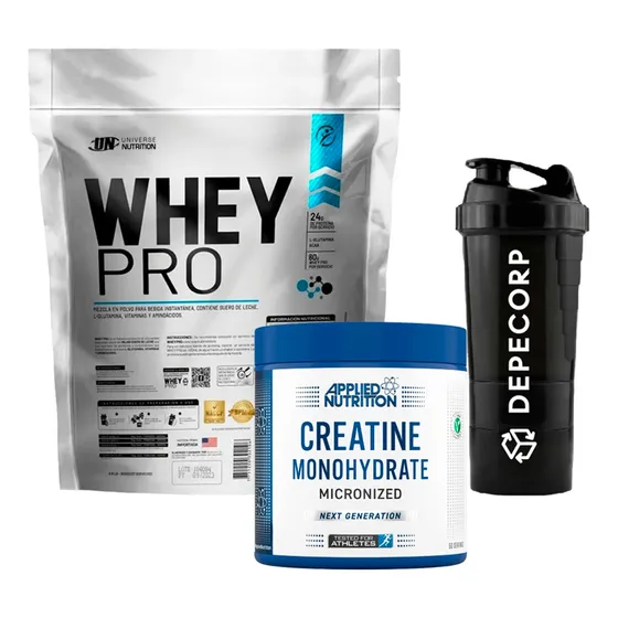 Pack Whey Pro 5kg + Creatina Applied Nutrition 250gr+ Shaker