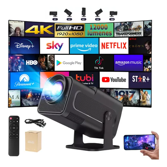 Proyector 4k WiFi Profesional Android Gearelec PowerLite Hy320 12000lm negro 127V