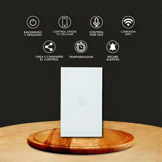 Apagador Inteligente Wi-fi, 1 Botón Táctil, Sin Cable Neutro
