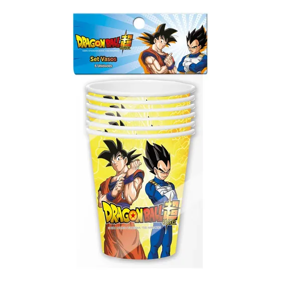 Set 6 Vasos Dragon Ball Super 270cc Para Cumpleaños Pronobel