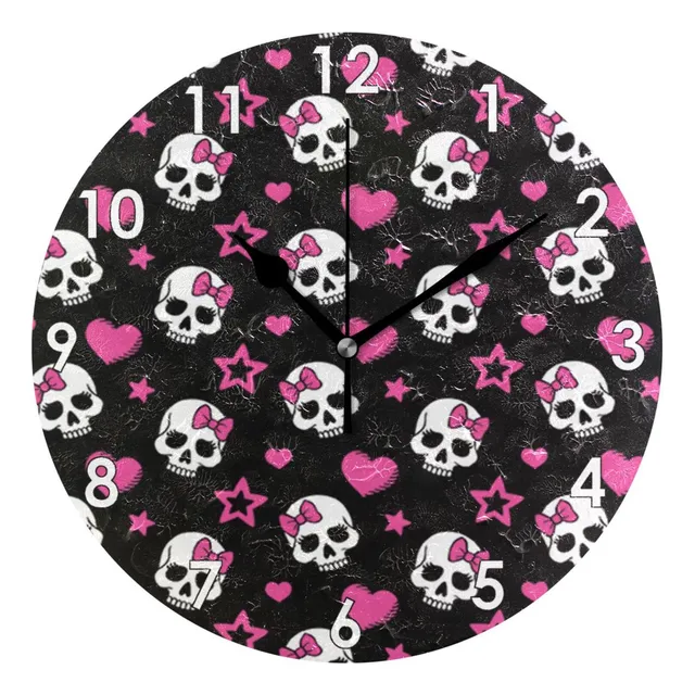 Reloj Pared Redondo Silencioso Calavera Azucar Estrella Amor