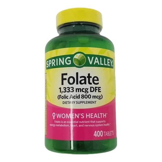 Acido Folico 800 Mcg 400 Tabletas Spring Valley