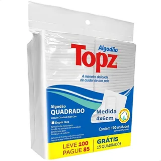 AlgodĂŁo Topz Quadrado Dupla Face Limpeza Facial 100un Rosto AlgodĂŁo Topz Quadrado Dupla Face Limpeza Facial 100un Rosto