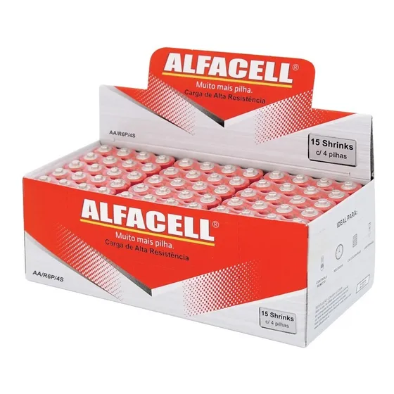 Pilha Palito Alfacell Aaa 1.5v Caixa 60 Unidades