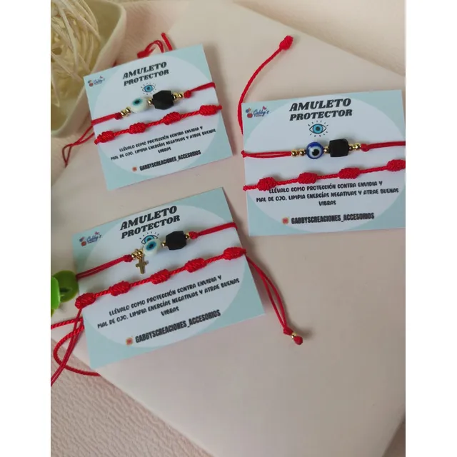 Dúo De Amuletos, Pulseras Ojo Turco, Hilitos Rojos
