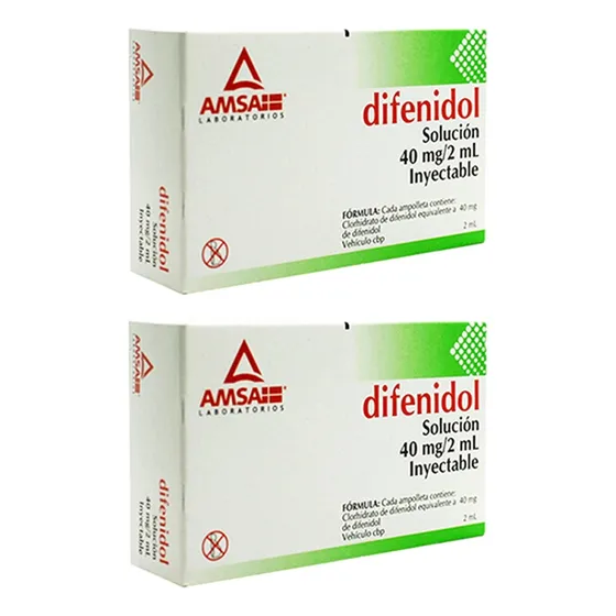 Pack 2 Difenidol Solución Inyectable 40 Mg/2ml 2 Ampolletas