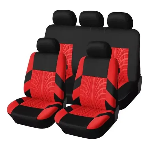 Forro De Asiento Universal Para Vehículo 9 Pzas Negro-rojo