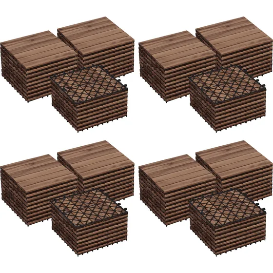 Azulejos De Madera De Acacia Impermeables 30 X 30 Cm Marrón