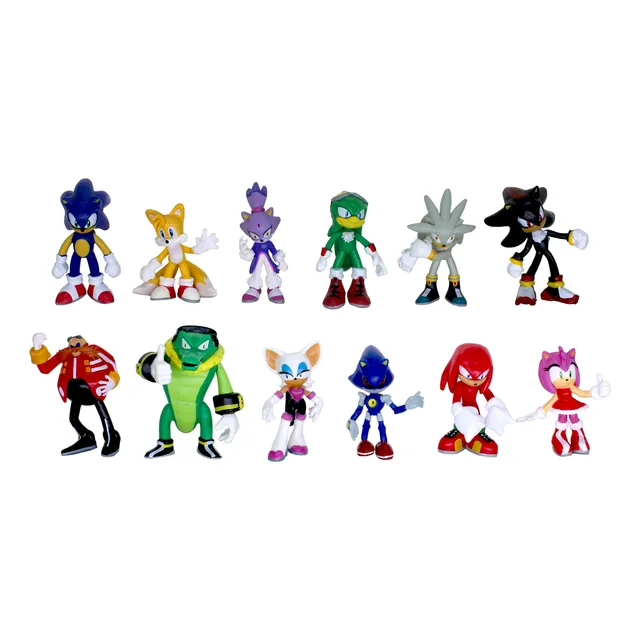 Boneco Sonic Tails Robotinik Knuckles Vector Rouge Kit 12pçs