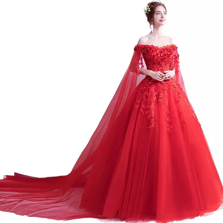 Vestido De Novia De Novia Elegante De Ladys Con Flores Rosas