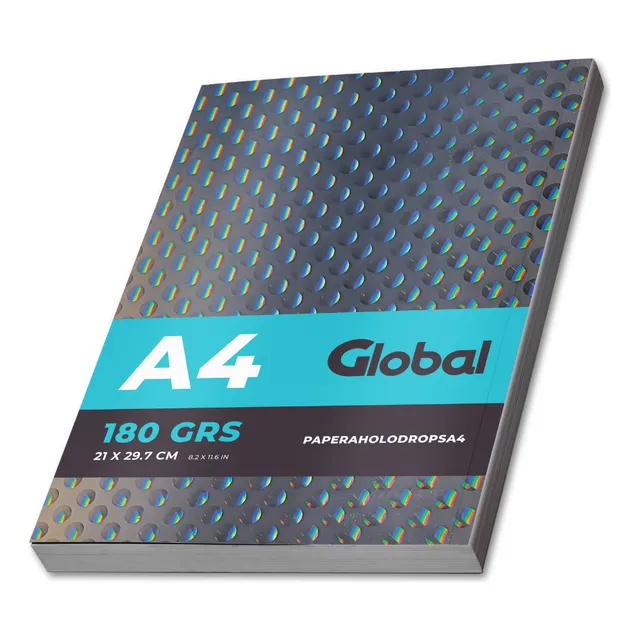 Papel Holográfico Autoadhesivo Gotas 100 Hojas A4 180 Gramos