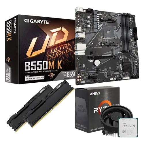 Kit Upgrade Gamer, Amd Ryzen 5 5600, A520m + 16gb Ddr4 Cor Preto