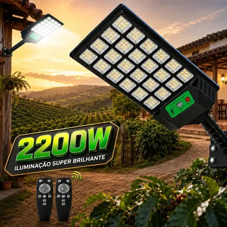 Kit 2 Luminaria Solar Externa Holofote Solar 360 Led Com Sensor De Presenca Preto Branco-neutro