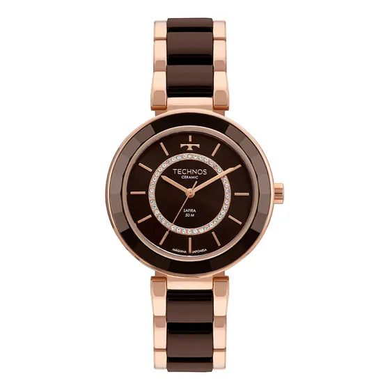Relógio Technos Feminino Ceramic/saphire Rosé - 2036nay/1m Bisel Marrom