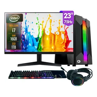Computador Gamer Completo 2eletro Chroma, Intel Core I7, 16gb Ram, Ssd 1tb, Fonte 500w, Monitor 23 75hz, Kit Gamer Completo - Pg2e-1023ch Computador Gamer Completo 2eletro Chroma, Intel Core I7, 16gb Ram, Ssd 1tb, Fonte 500w, Monitor 23 75hz, Kit Gamer Completo - Pg2e-1023ch